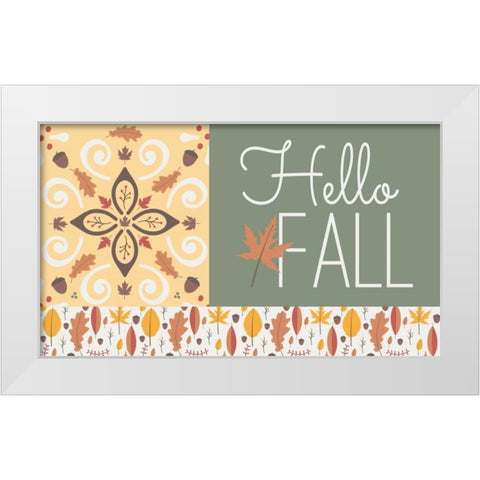 Hello Fall I White Modern Wood Framed Art Print by ND Art and Design
