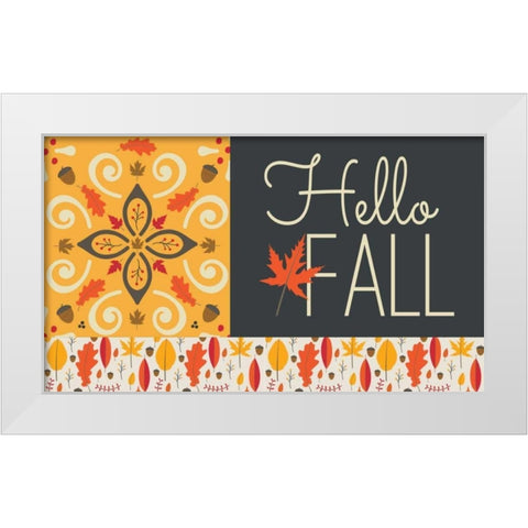 Hello Fall I White Modern Wood Framed Art Print by ND Art and Design