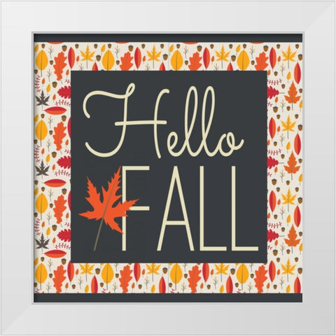 Hello Fall II White Modern Wood Framed Art Print by ND Art and Design