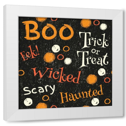 Hallows Eve III White Modern Wood Framed Art Print by ND Art and Design
