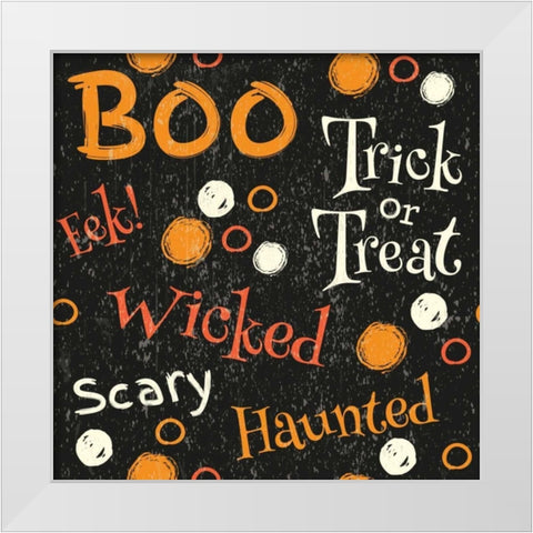 Hallows Eve III White Modern Wood Framed Art Print by ND Art and Design