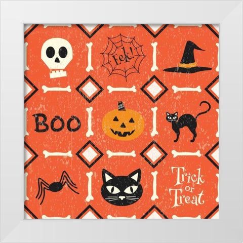 Hallows Eve VI White Modern Wood Framed Art Print by ND Art and Design
