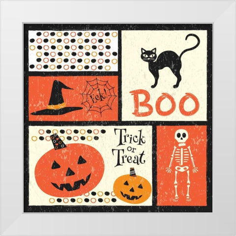 Hallows Eve VII White Modern Wood Framed Art Print by ND Art and Design