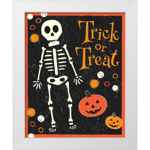 Trick or Treat White Modern Wood Framed Art Print by ND Art and Design