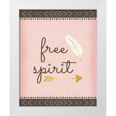 Free Spirit White Modern Wood Framed Art Print by ND Art and Design