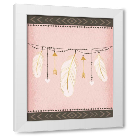 Feathers White Modern Wood Framed Art Print by ND Art and Design