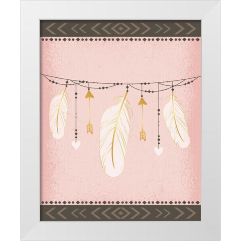 Feathers White Modern Wood Framed Art Print by ND Art and Design