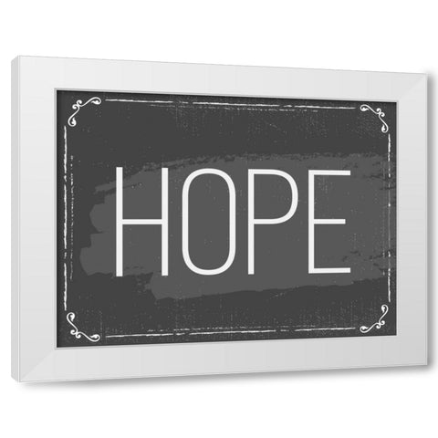 Hope White Modern Wood Framed Art Print by ND Art and Design