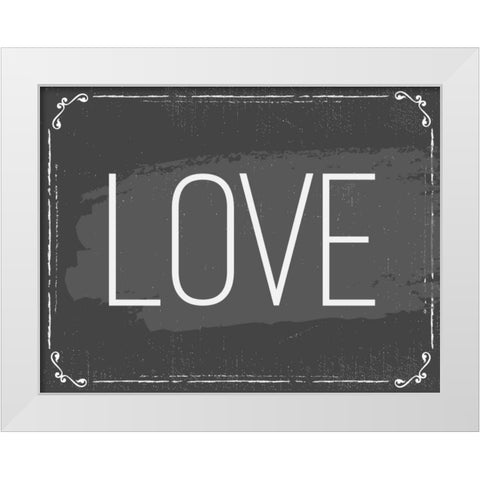 Love White Modern Wood Framed Art Print by ND Art and Design