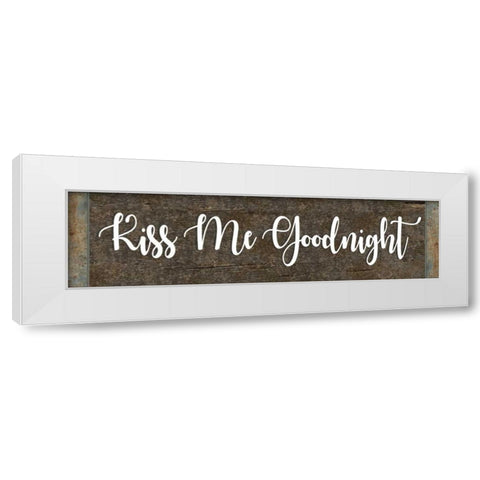 Kiss Me Goodnight White Modern Wood Framed Art Print by ND Art and Design