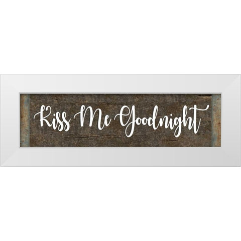 Kiss Me Goodnight White Modern Wood Framed Art Print by ND Art and Design