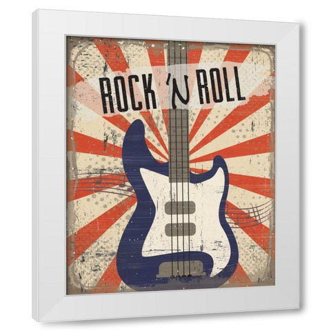 Rock n Roll White Modern Wood Framed Art Print by ND Art and Design