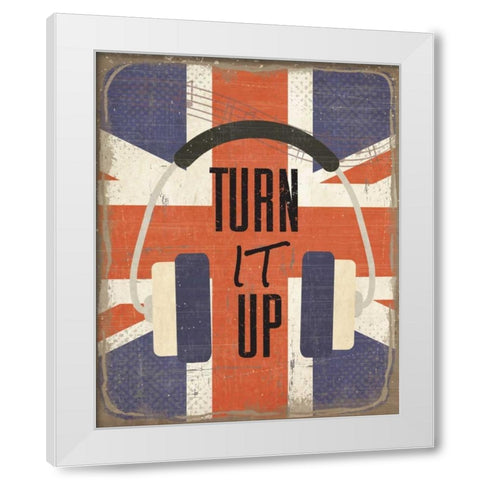 Turn It Up White Modern Wood Framed Art Print by ND Art and Design