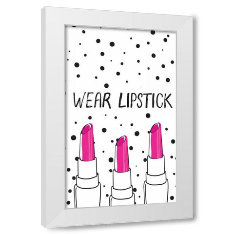 Wear Lipstick White Modern Wood Framed Art Print by ND Art and Design