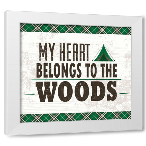 My Heart Belongs to the Woods White Modern Wood Framed Art Print by ND Art and Design