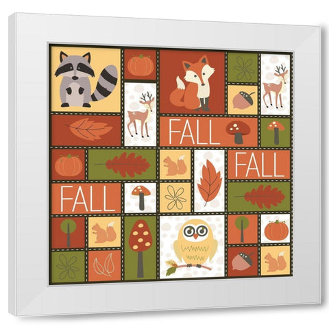 Fall Collage White Modern Wood Framed Art Print by ND Art and Design