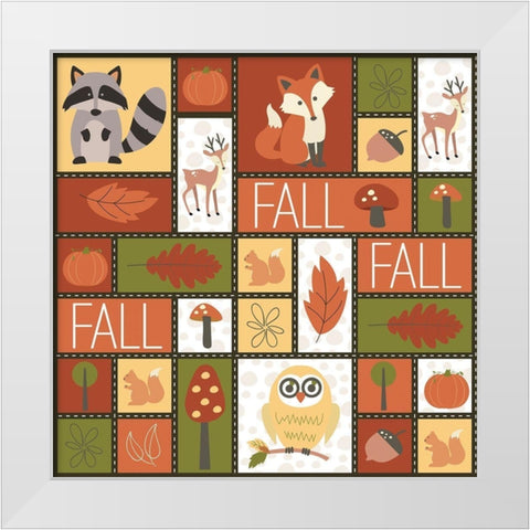 Fall Collage White Modern Wood Framed Art Print by ND Art and Design