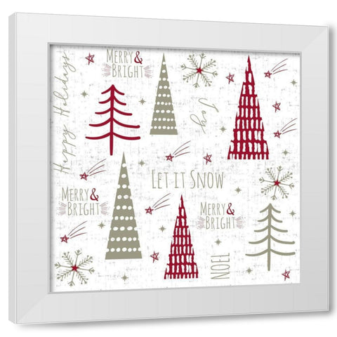 Let It Snow Collage White Modern Wood Framed Art Print by ND Art and Design