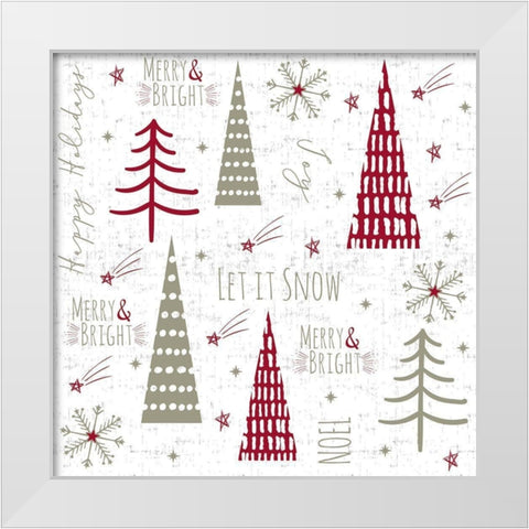 Let It Snow Collage White Modern Wood Framed Art Print by ND Art and Design