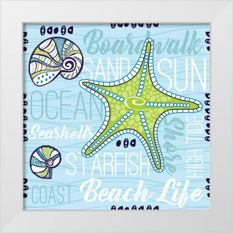 Boardwalk Typography White Modern Wood Framed Art Print by ND Art and Design