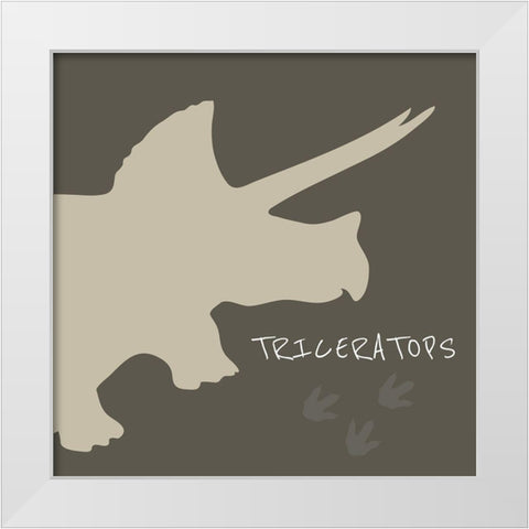 Triceratops White Modern Wood Framed Art Print by ND Art and Design