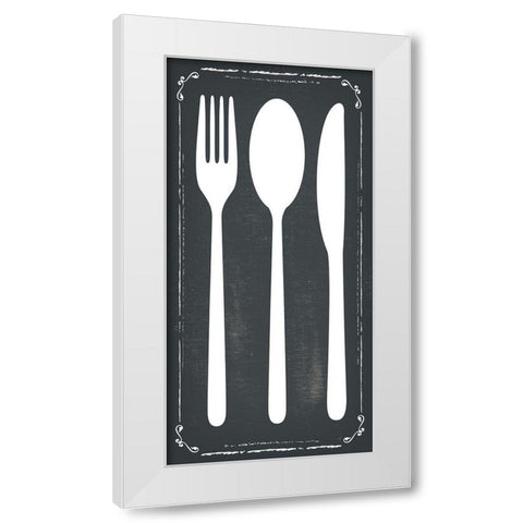 Utensils White Modern Wood Framed Art Print by ND Art and Design