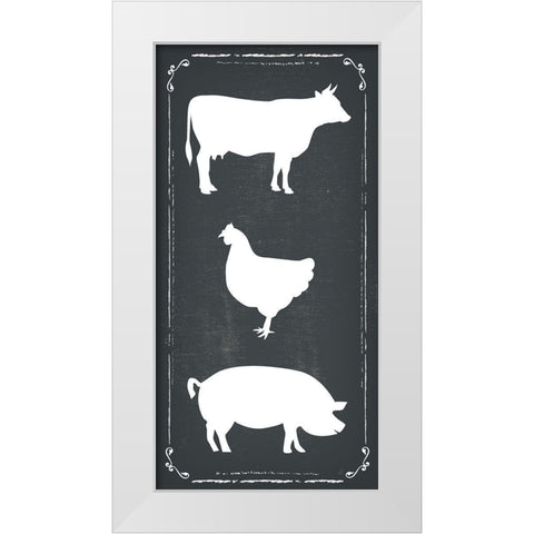 Farm Animals White Modern Wood Framed Art Print by ND Art and Design