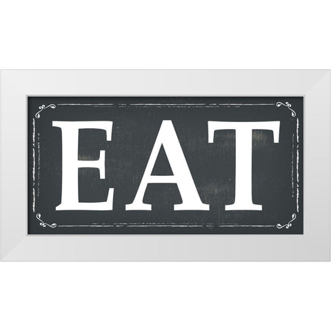 Eat White Modern Wood Framed Art Print by ND Art and Design