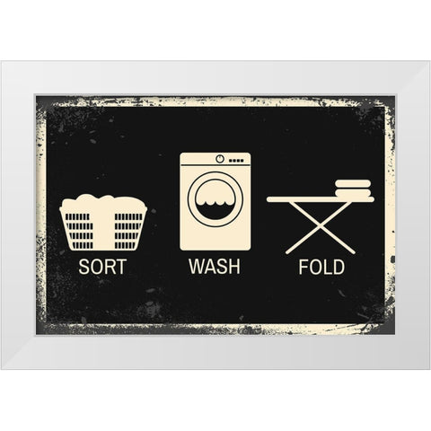 Sort, Wash, Fold White Modern Wood Framed Art Print by ND Art and Design