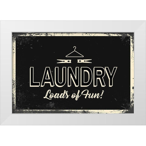 Laundry White Modern Wood Framed Art Print by ND Art and Design