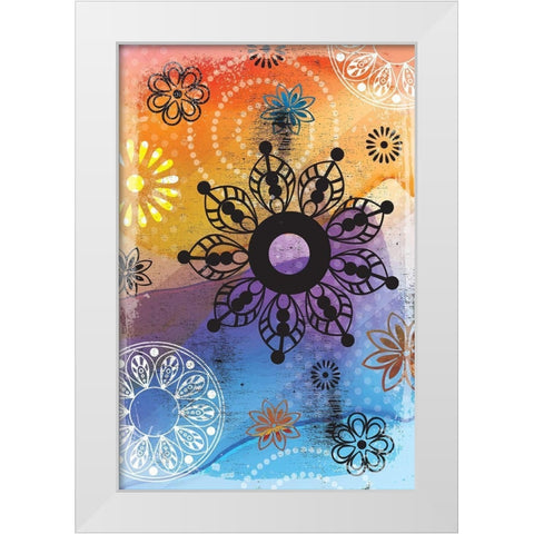 Warm Colors Florals III White Modern Wood Framed Art Print by ND Art and Design
