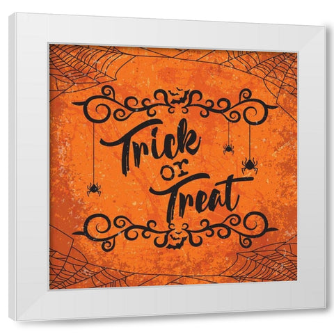 Trick or Treat White Modern Wood Framed Art Print by ND Art and Design