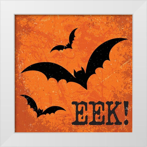 Eek! White Modern Wood Framed Art Print by ND Art and Design