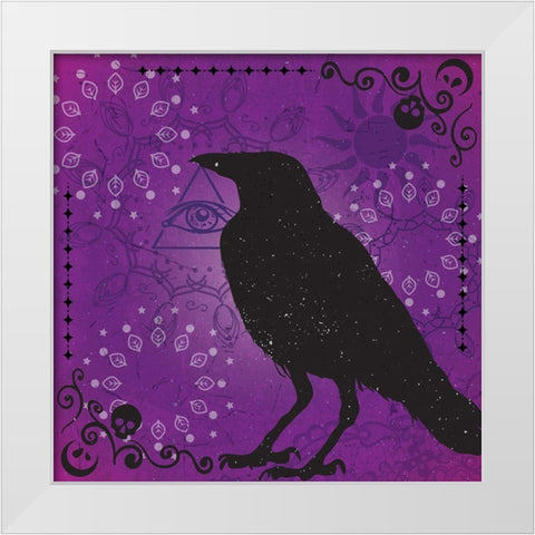 Raven White Modern Wood Framed Art Print by ND Art and Design