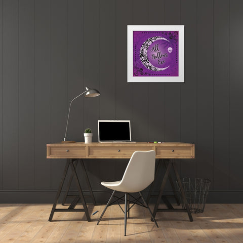 All Hallows Eve White Modern Wood Framed Art Print by ND Art and Design