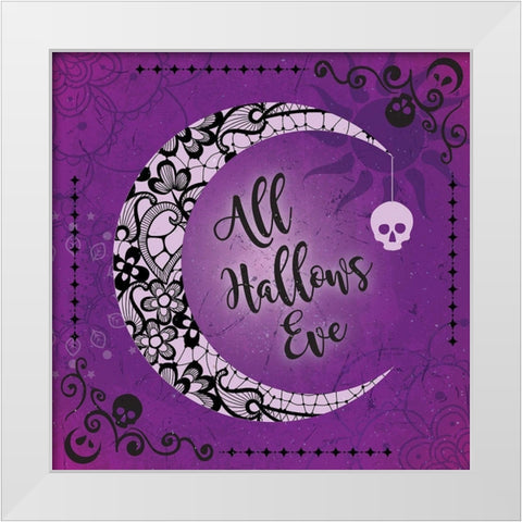 All Hallows Eve White Modern Wood Framed Art Print by ND Art and Design
