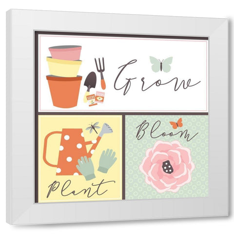 Garden Goddess - Grow, Plant, Bloom White Modern Wood Framed Art Print by ND Art and Design