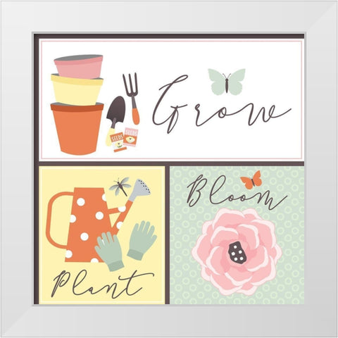 Garden Goddess - Grow, Plant, Bloom White Modern Wood Framed Art Print by ND Art and Design