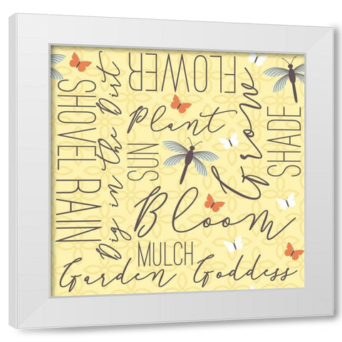 Garden Goddess Word White Modern Wood Framed Art Print by ND Art and Design