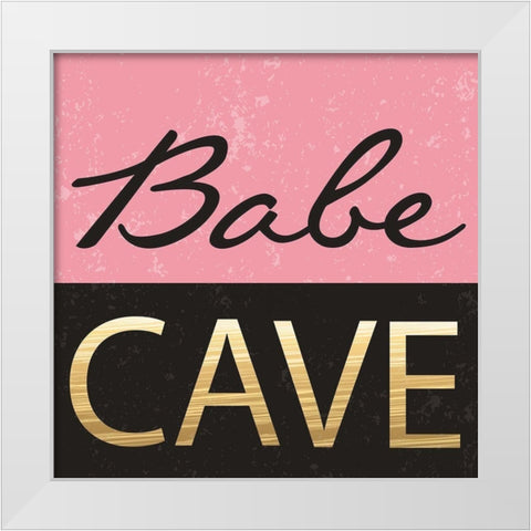 Babe Cave White Modern Wood Framed Art Print by ND Art and Design