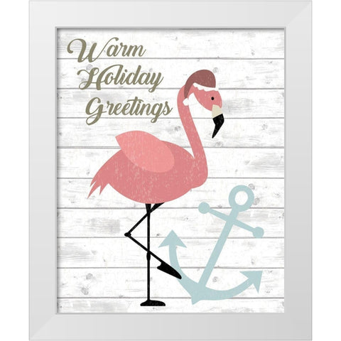 Warm Holiday Greetings White Modern Wood Framed Art Print by ND Art and Design