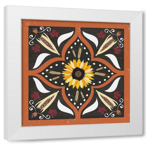 Autumn Harvest Sunflower White Modern Wood Framed Art Print by ND Art and Design