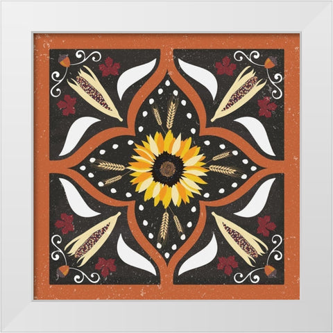 Autumn Harvest Sunflower White Modern Wood Framed Art Print by ND Art and Design