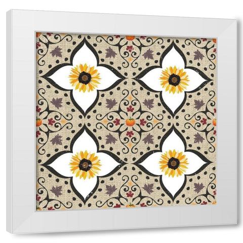 Autumn Harvest Sunflowers White Modern Wood Framed Art Print by ND Art and Design