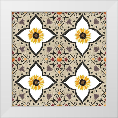 Autumn Harvest Sunflowers White Modern Wood Framed Art Print by ND Art and Design