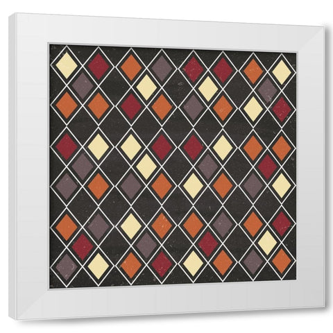 Autumn Harvest Diamond Pattern White Modern Wood Framed Art Print by ND Art and Design