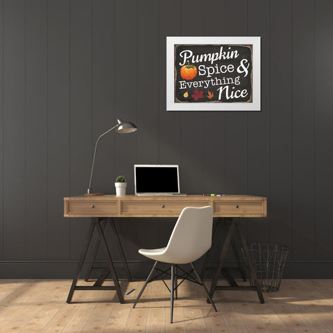 Pumpkin Spice White Modern Wood Framed Art Print by ND Art and Design