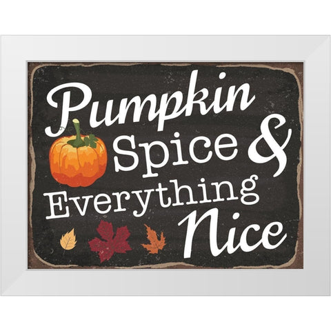 Pumpkin Spice White Modern Wood Framed Art Print by ND Art and Design