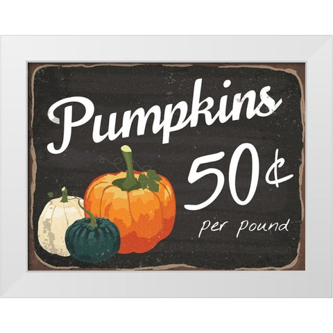 Pumpkins 50Â¢ White Modern Wood Framed Art Print by ND Art and Design