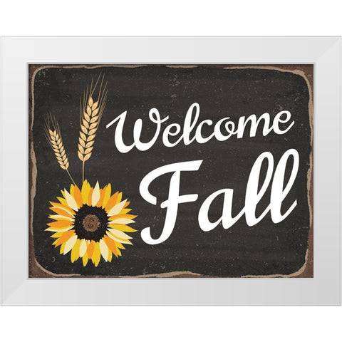 Welcome Fall White Modern Wood Framed Art Print by ND Art and Design